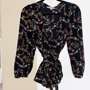 LOFT Printed Wrap Top - Size Medium